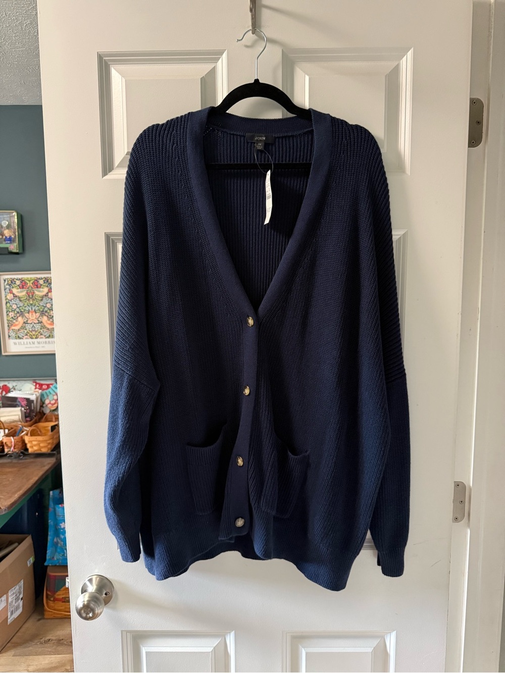 J. Crew Navy Blue V-Neck Button Cardigan